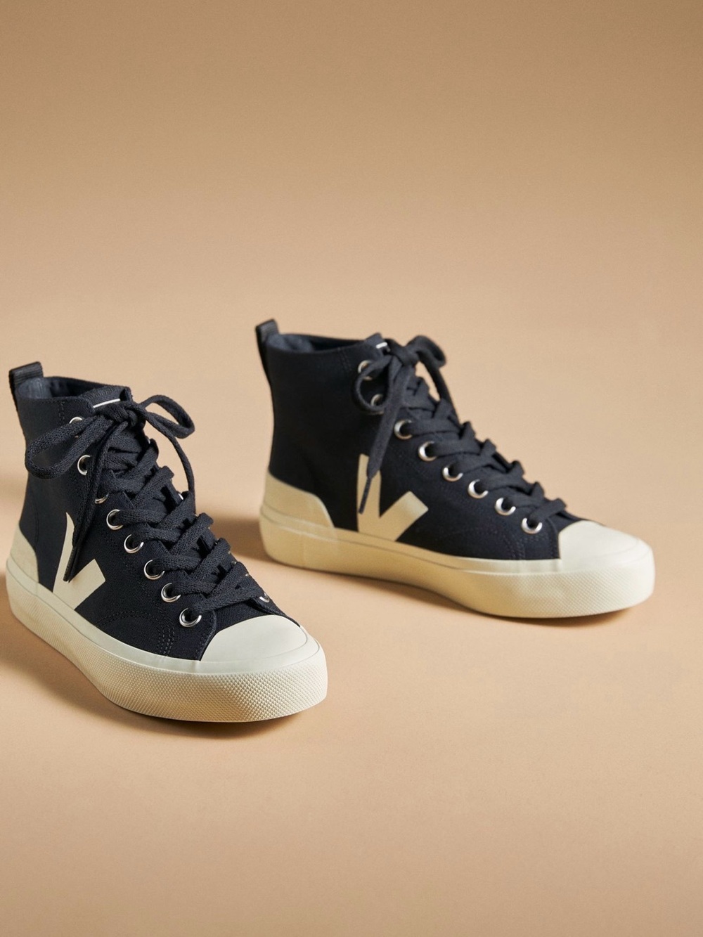 Veja Women's High-Top Sneakers in Black and Cream
